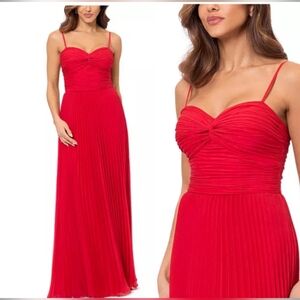 Aqua Bloomingdale’s Red Pleated Formal Gown NWT 8